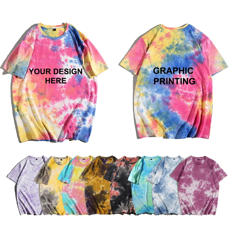 Custom Logo New Trends Tie Dye O Neck Short Sleeve Tee Shirt Cotton Unisex T shirt