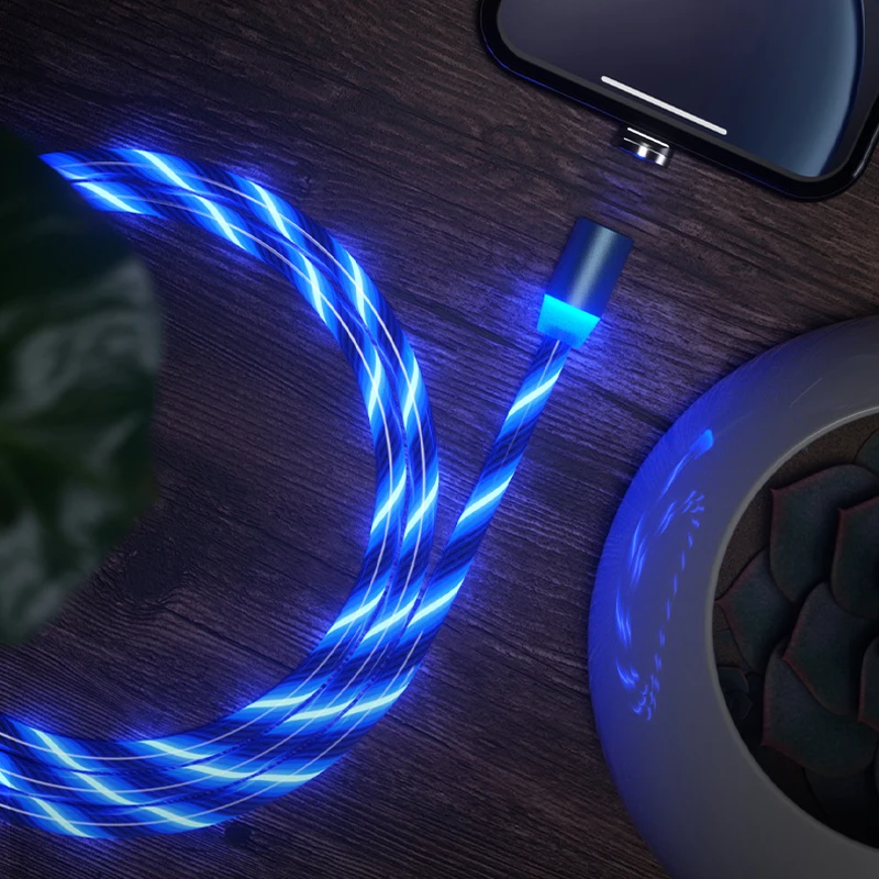  1 м 2 светодиодный светящийся 3 А Usb-кабель для быстрой зарядки 3-в-1 ленточный Магнитный передачи данных мобильного телефона