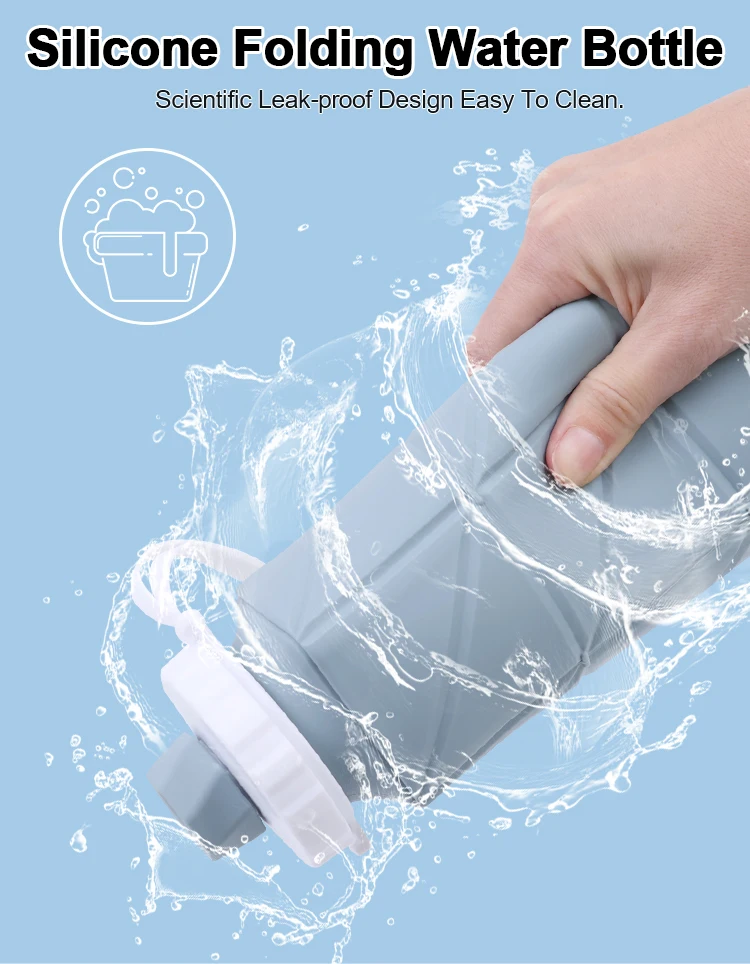 Factory Bulk Travel Outdoors Collapsible Foldable Liquid Water Bottle Silicone Custom Branded Leak Proof Silicone Sport Bottles