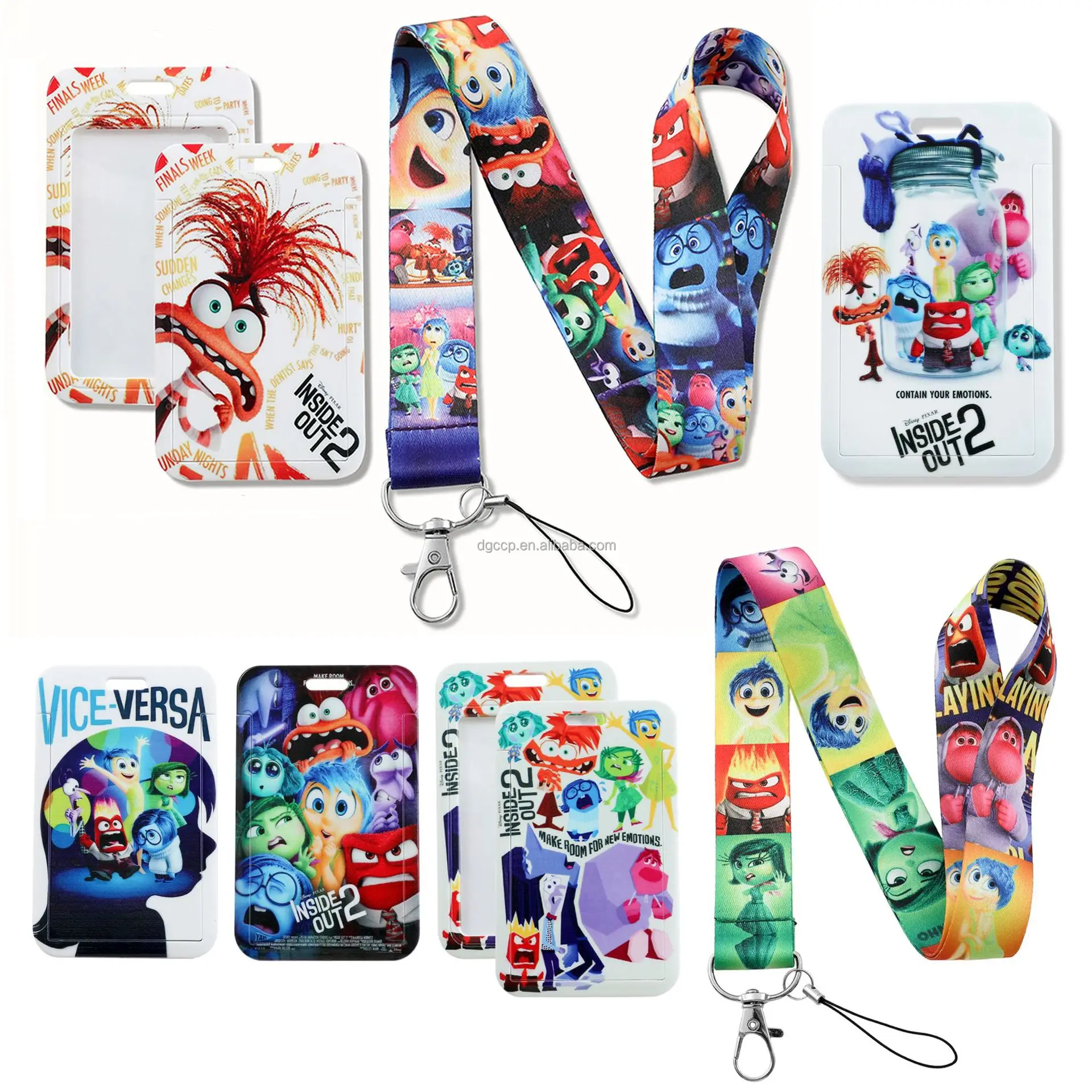 Hot sales American Anime Inside Out Card Holder Lanyard Anti-Lost Name Badge Bus Work ID Card Case with Lanyard