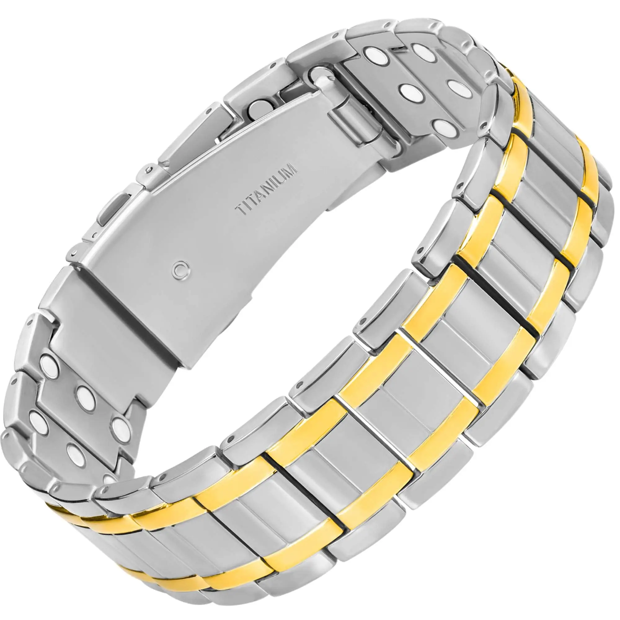 3X Strength Titanium Magnetic Therapy Bracelet for Men Premium Fold-Over Clasp & Adjustable Length Gift Packaging