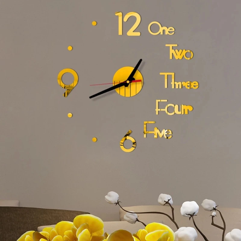Acrylic Digital 3D Wall Clock DIY Frameless Mute Clock Mirror Surface Roman Numerals Sticker Clock for Home Office