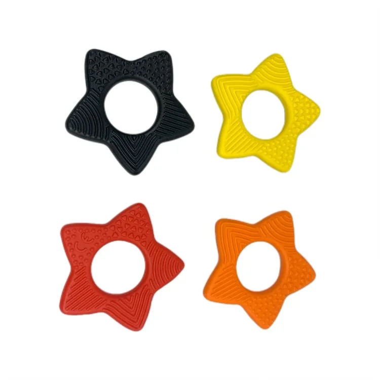 Bright And Lively Color Matching Four-color Five-pointed Star 100% Natural Latex Baby Teething Chew Toy