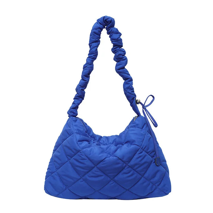 Custom Quilted Padded Hobo Bag for Women Pleated Shoulder Nylon Tote Handbag Purse Zipper Closure Bubbles Cloud Bag