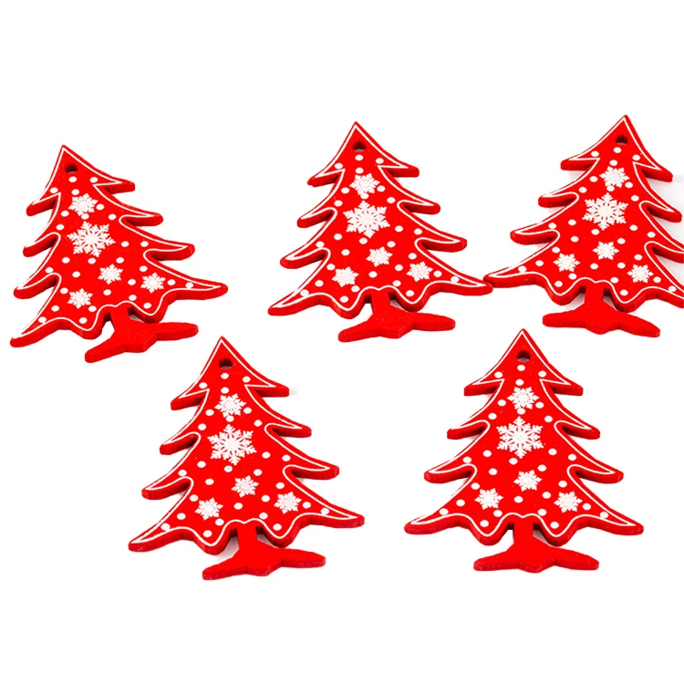 2022 wholesale wooden christmas ornaments Wood Pendant DIY Christmas Tree Hanging Decorations