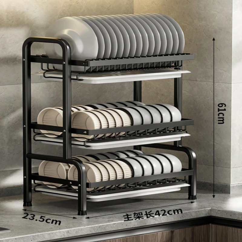2023 Hot Sale Organizer Drain Drainer Metal Rack Shelf Plate Rack Dish Rack Drying Drain Storage Holders for Kitchen