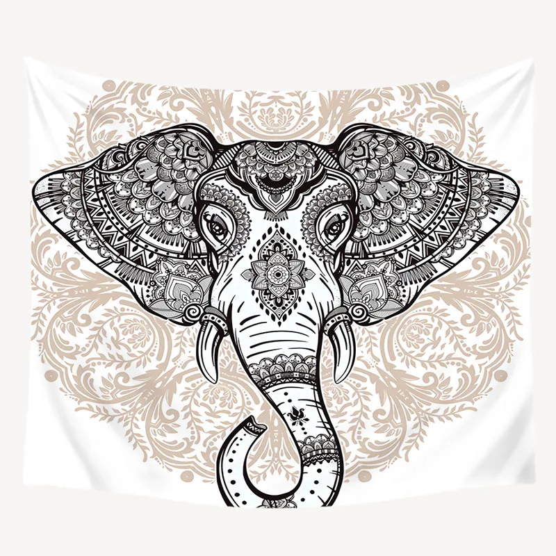 Elephant Psychedelic Tapestry Animal Wall Mount Bohemian Wall Tapestry Indian Mandala Tapestry Home Decor Hippie Blanket