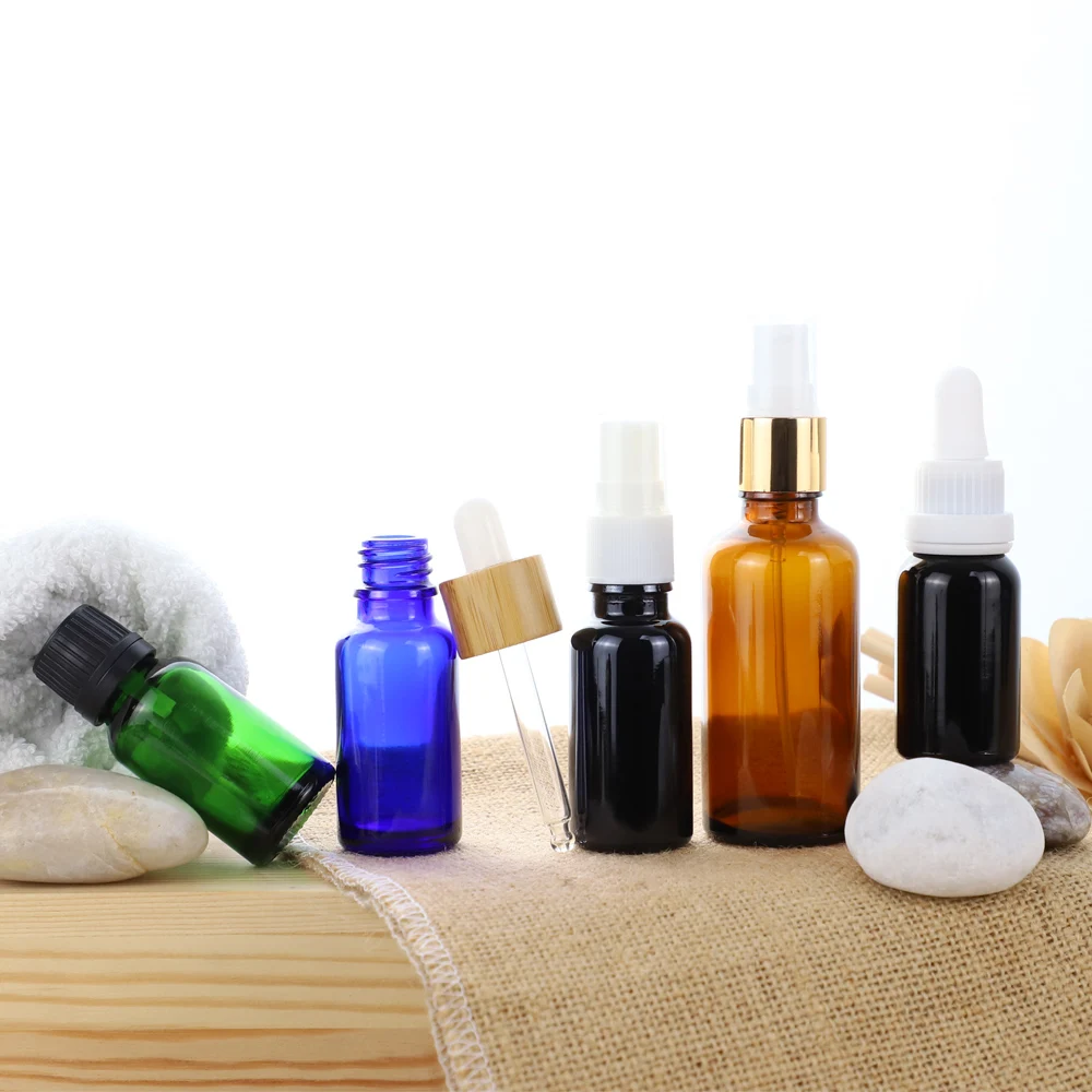 5ml/10ml/15ml/20ml/30ml Amber Brown Glass Euro Dropper Bottles Essential Oil Aromatherapy Pipette Vials Containers