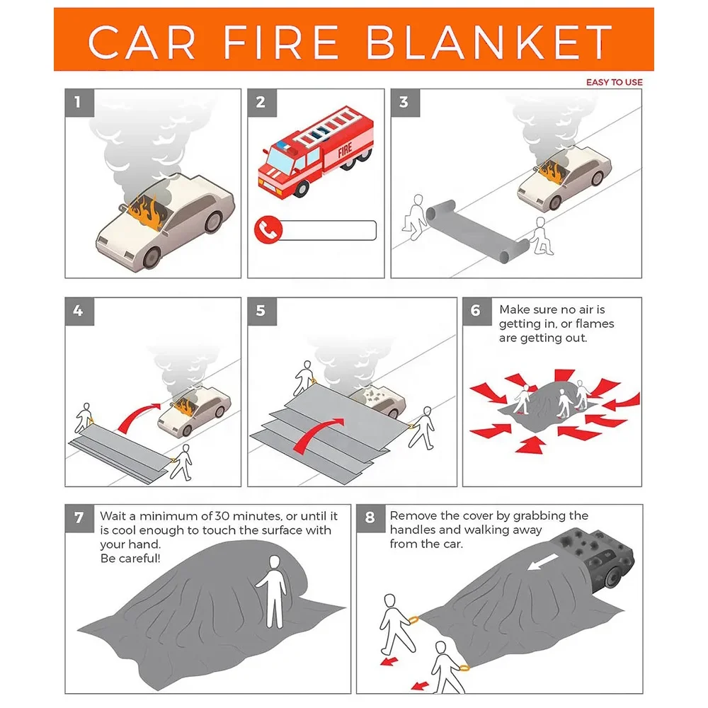 Custom logo 20ft x 26ft vehicle fire safety cover Car fire blanket for extinguisher battery fires