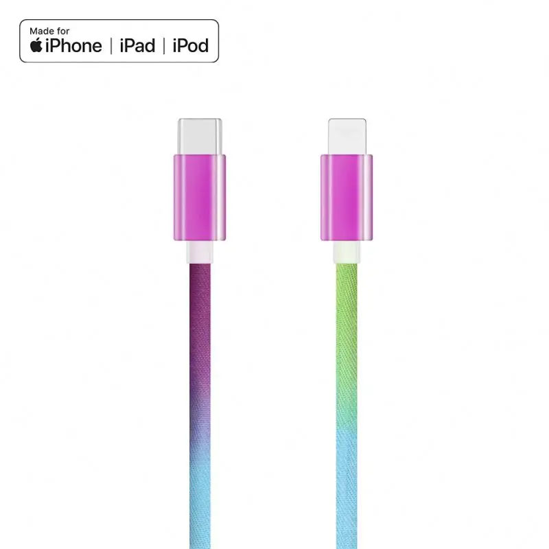 Customized Logo  3Ft 6Ft 10Ft MFi Certified Nylon Braided USB C To Lighting Cable Fast Charger Data Charging Cables For iPhone
