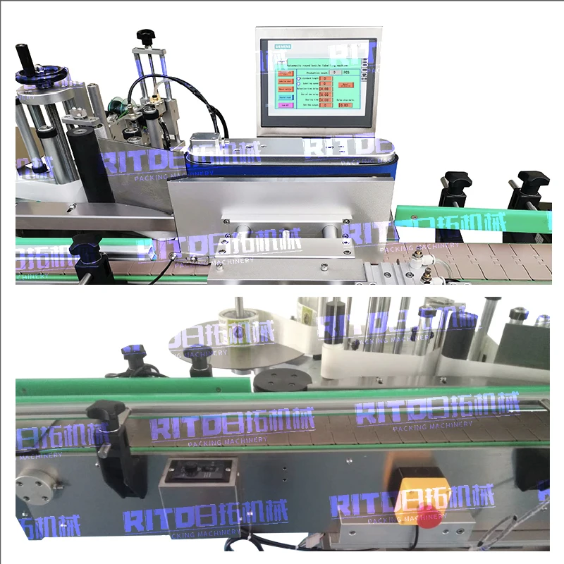 RITO Mt-50 Semi Automatic Tabletop Round Plastic Pet Bottle Tin Cans Labeling Sticker Machine With Date Coding