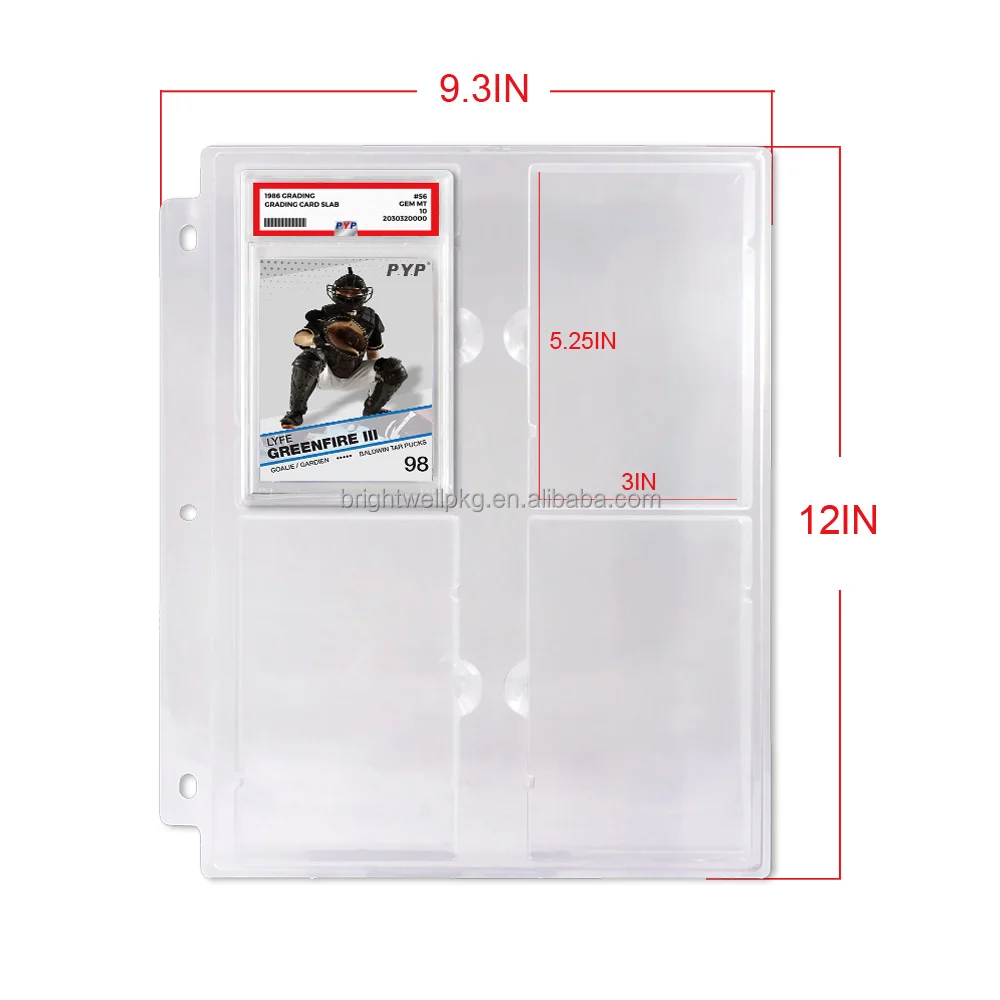 28 Graded Slab Holder 4 Pocket Card Storage Leather Binder for P S A Grading Collector with Page