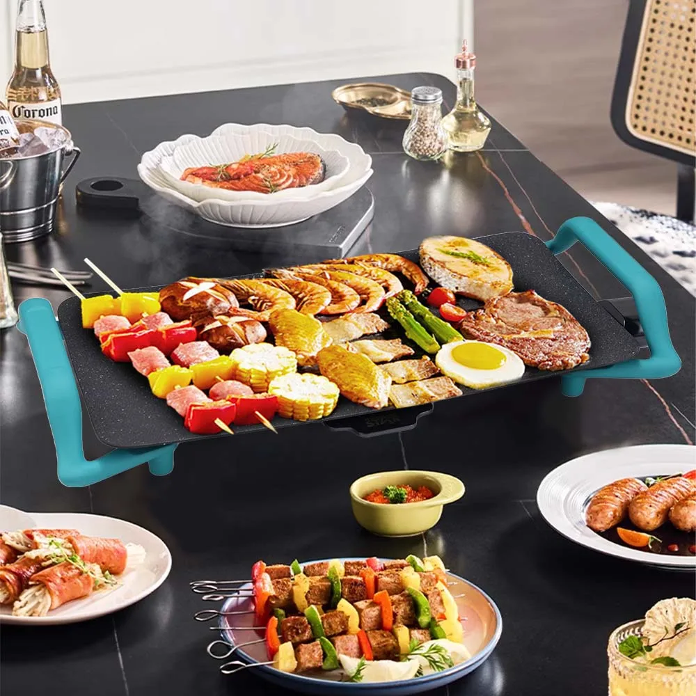 WINNING STAR ST-9761 1600W Die-Cast Aluminum Plate Non-Stick Coating Smokeless Grill Electric Griddle with Adjustable Thermostat