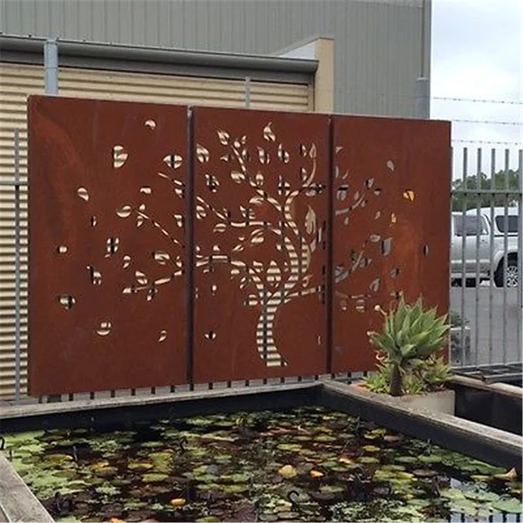 
Customized Laser cut Corten Steel Rusted Garden Screen Art 