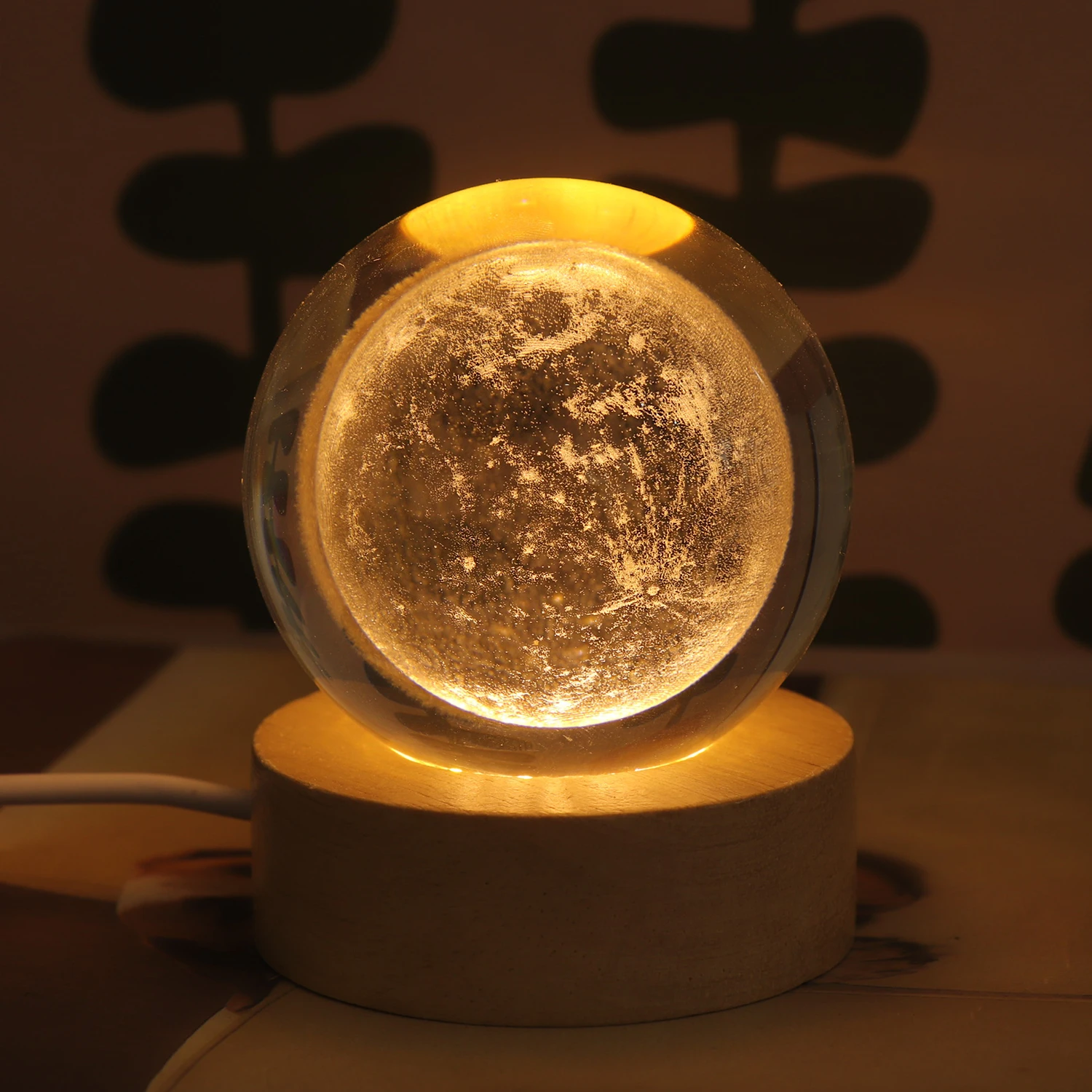 Night Light Led Crystal Ball  3d Moon Planet Table Lamp For Home Table Lamp Party Toys For Kids Adult Xmas Gifts