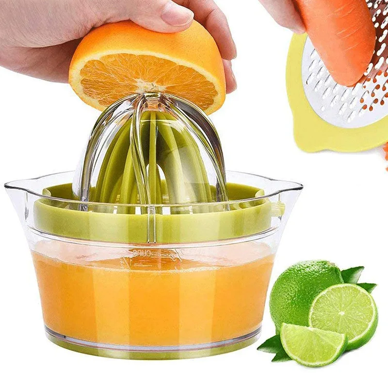 2023 Hot Sell Vegetable Fruits Tools Portable 4 in 1 Manual Juicer Lemon Squeezer with Container