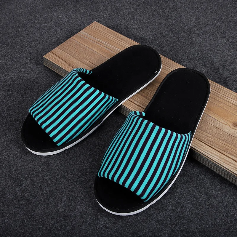 Manufactory Price OEM ODM Open Toe Linen Mens Casual Slides Slippers Disposable Hotel Slipper Spa