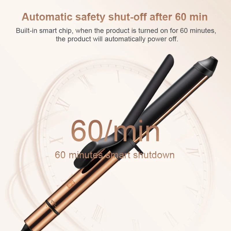 Custom Private Label Professional Salon Rose Gold Titanium Rotating Temperature Control Curling Iron Wand