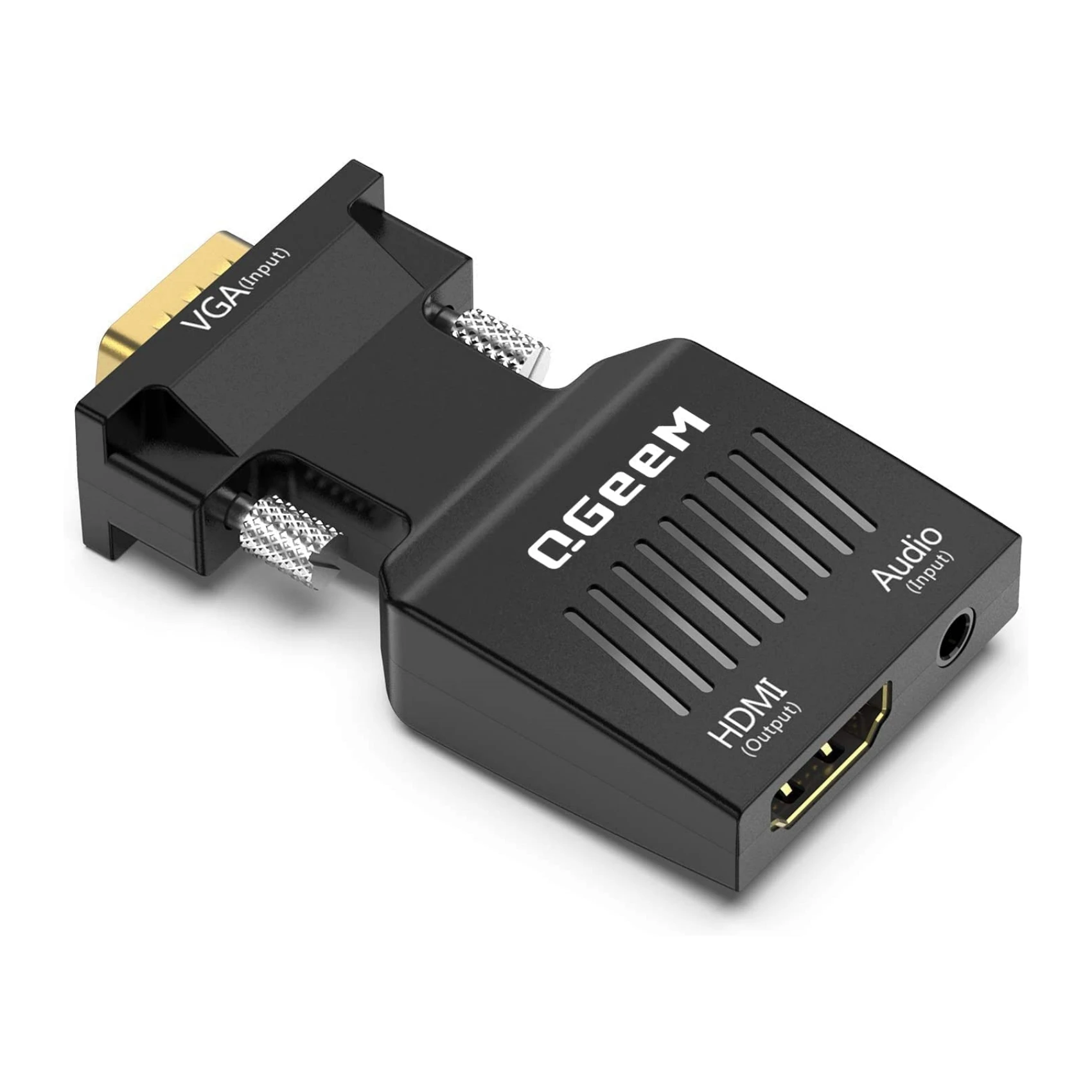 VGA to HDMI Converter QGeeM VGA Male to HDM I Female Cable with Power Audio Dongle 60Hz Compatible with Notebook TV Stick Laptop