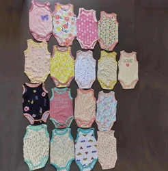Wholesale Apparel stock from Bangladesh Branded Overruns Cotton Baby Clothes T-shirts sleeveless onesie  Baby romper