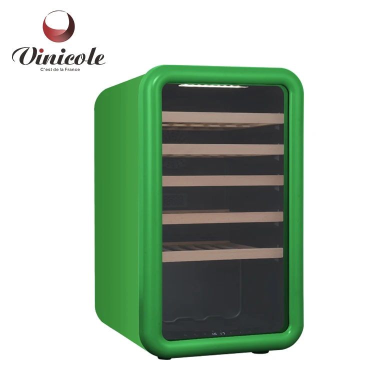 Green Retro Tem. Control Wine Cellar Wine Cooler Glass Door Fridge