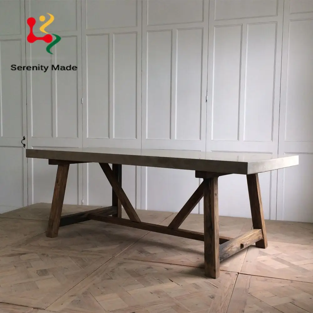 Outdoor patio garden event furniture restaurtant solid wood rectangular dining long table