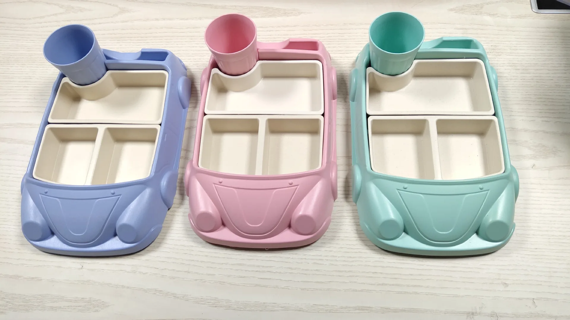 Creative Cartoon Car Dinner Plate Bamboo Fiber Baby Food Bowl Home Division Tableware Set High Quality Plastic Container Accept