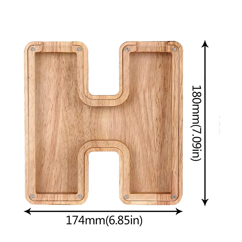 Factory hot sale wooden letter piggy bank wooden ornaments money boxes for easter and christmas gifts wooden coin box
