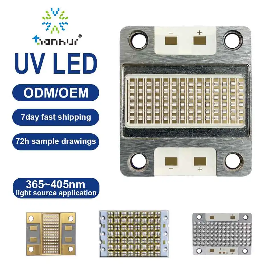 200W UVA COB LED Light 3W 365nm UV LED 120deg 355nm Black Light with Wavelengths of 380nm and 400nm