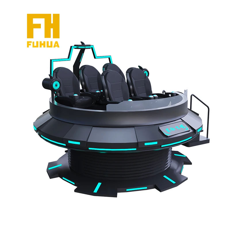 2024 newest 3D VR UFO Flying Saucer family 5 seats 360 degree amusement 9d virtual reality flight simulator for adults