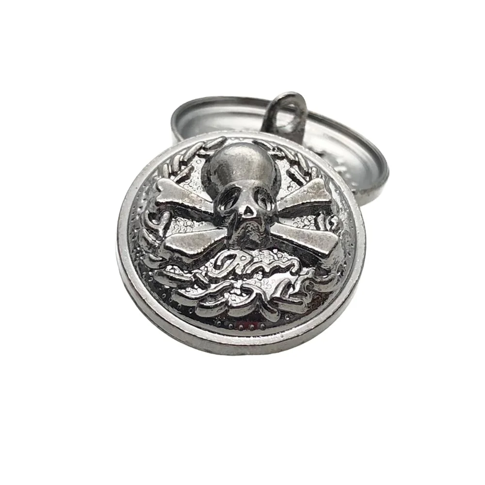 Flash Sale Low Price Custom Skull Nickel Embossed Plating Logo Metal Button for Sewing