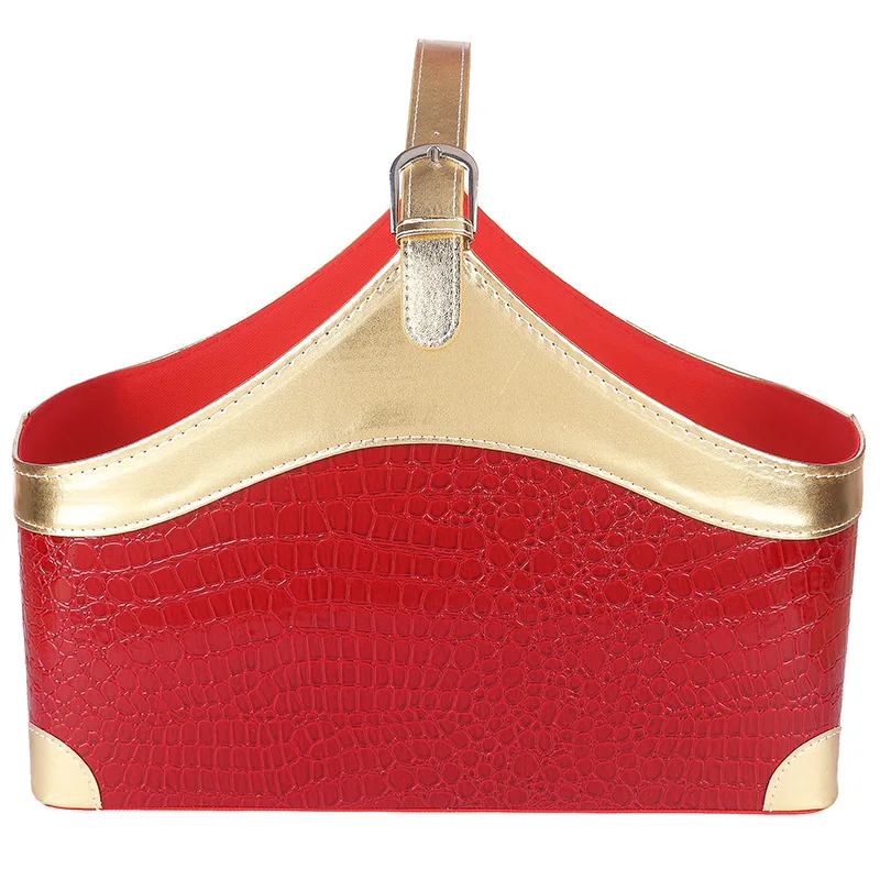Factory Sale Hotel Gift Basket Leather New Years Gift Storage Basket PU Leather Wine Fruits Baskets for Gifts