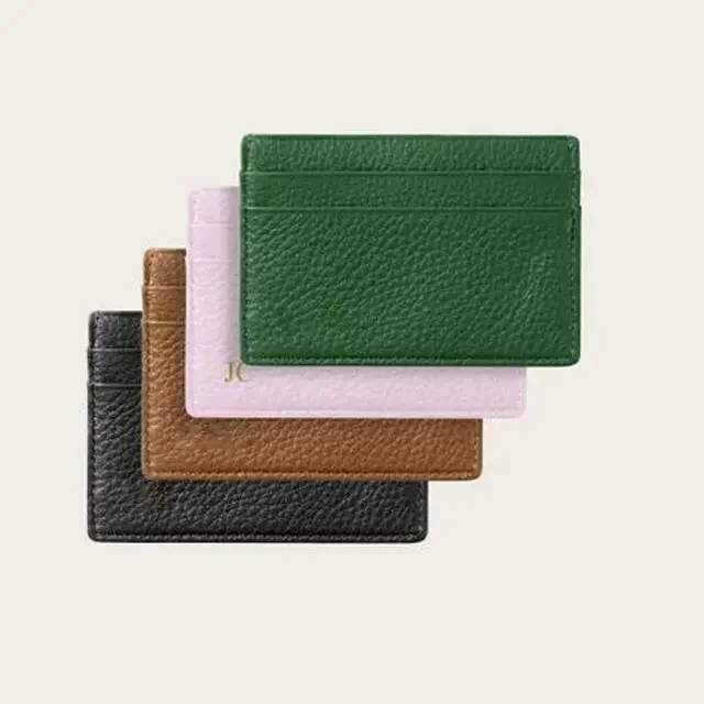 Custom Premium Wholesale Real Leather RFID Blocking Slim Business Bank ID Credit Card Holder
