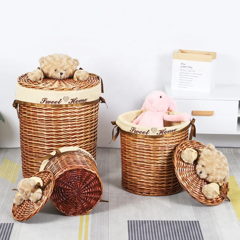 Wholesale Cheap Wicker Decorative Storage Laundry Basket with toys