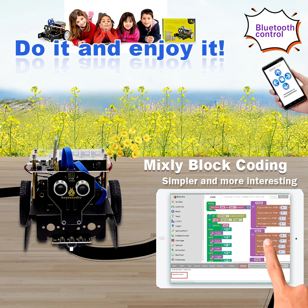 Keyestudio KEYBOT Coding Education Robot Smart Car Kit for Arduino STEM  Robotics IR Wireless Remote Electronics Kit