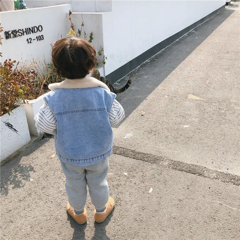 
Children Vest Outerwear Boy And Girl Winter Warm Coat Baby denim vest 