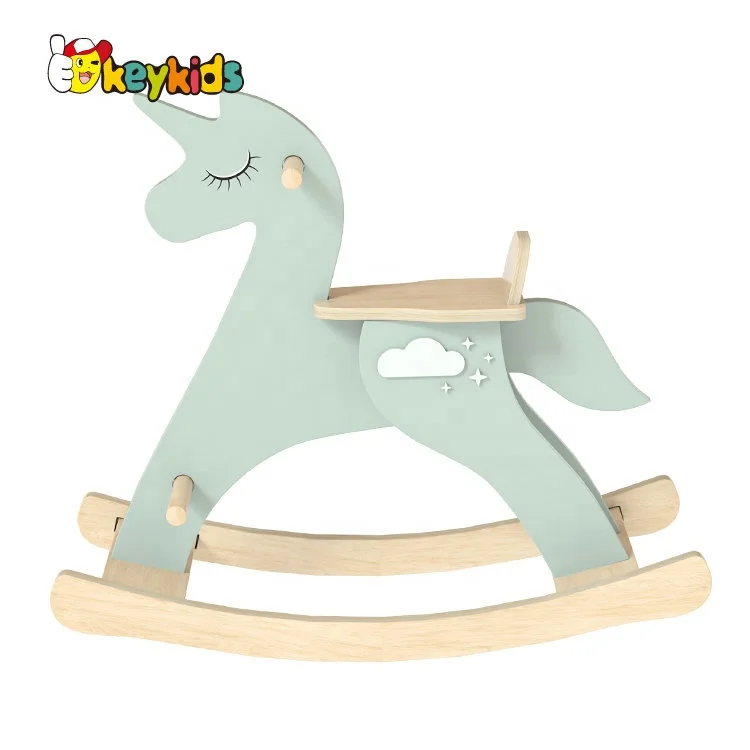 Custom Unicon Rocking Chair Exercise Balance Baby Toy Horse Riding On Toy Wooden Rocking Horse for Children W16D160