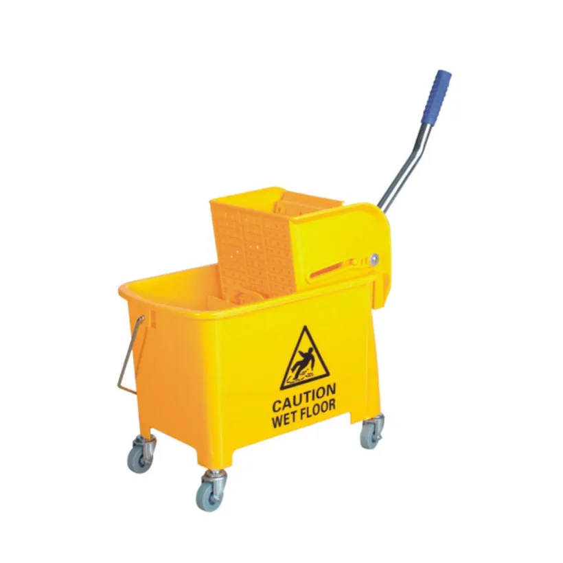 Factory New Design Wholesale Hotel 30l Plastic Mop Bucket Yellow Squeezed Mop Bucket