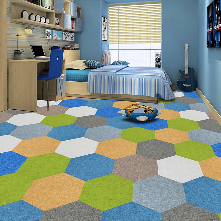 Hexagon PVC Backing Carpet for Kids Room