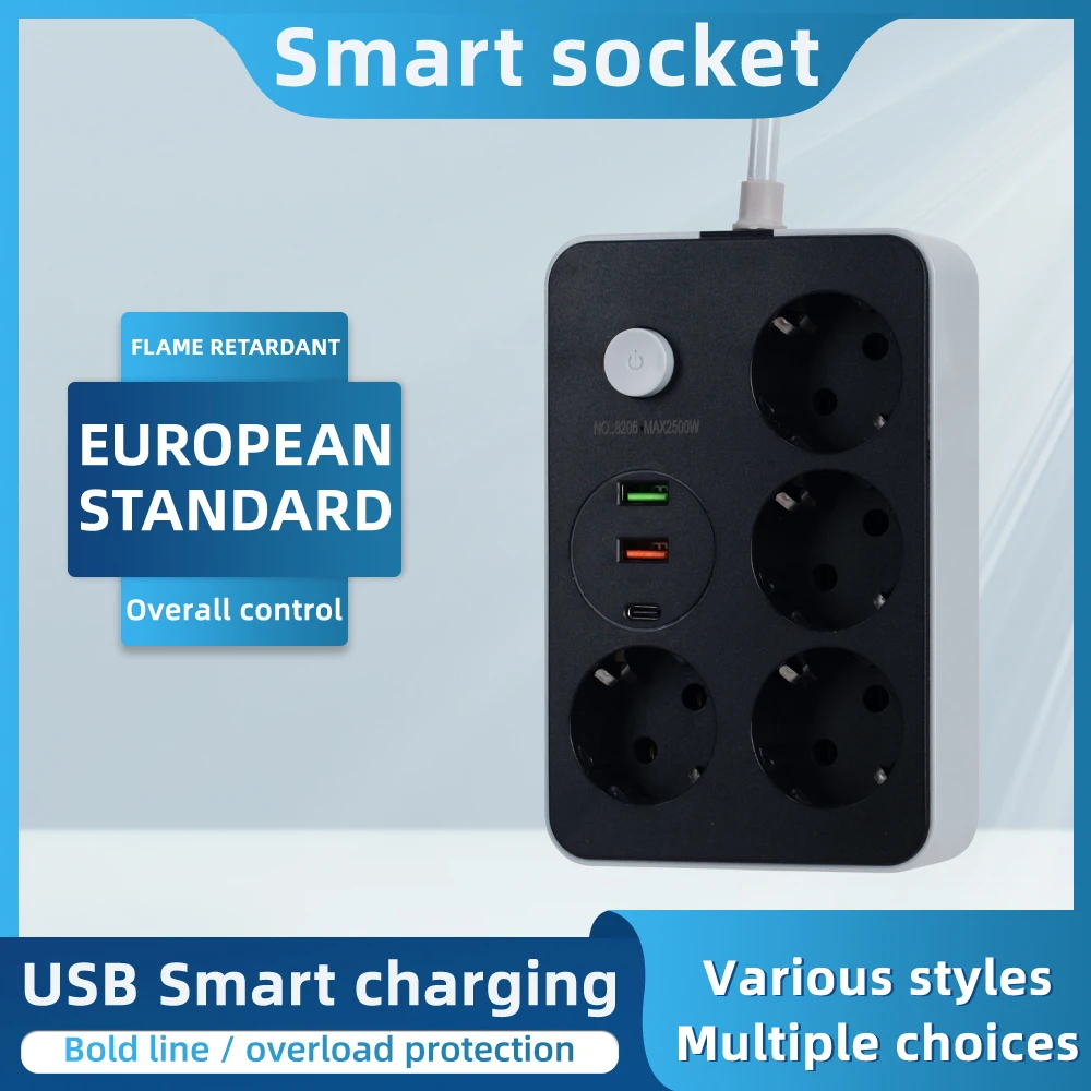 Лидер продаж стандартные 4 розетки с 2 USB-интерфейсом быстрая зарядка и Многофункциональная офисная плата кабелем