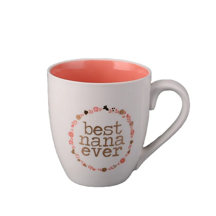High quality 12 oz Curved Java Custom Personalized Coffee Ceramic Mugs with stamping logo