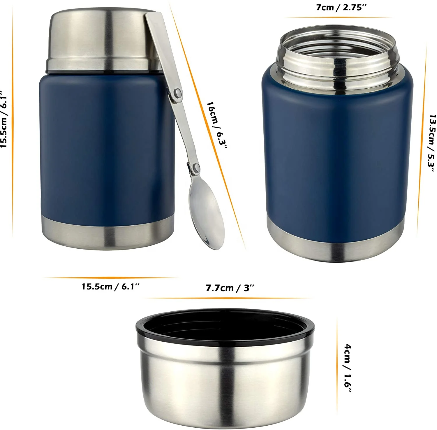 500Ml Vacuum Insulated Food Jar Insulated Stainless Steel Thermos Thermal Food Jar