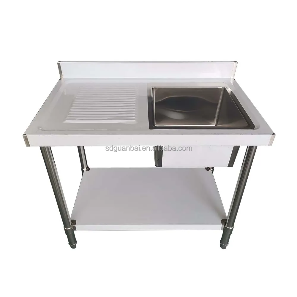 Free Standing Stainless Steel Handmade Welding Farm Used Basin Single Bowl Kitchen Sink With Undershelf