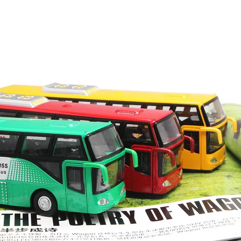 Doors open Pull Back OEM ODM high quality christmas gift children diecast metal model bus big kids toy bus