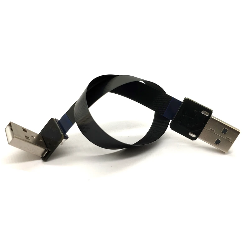 XAJA Ultra Thin USB Cable Type C Mini Right Angle 90 Degree Male to Female Straight Type C Flat USB Ribbon Cable FPV