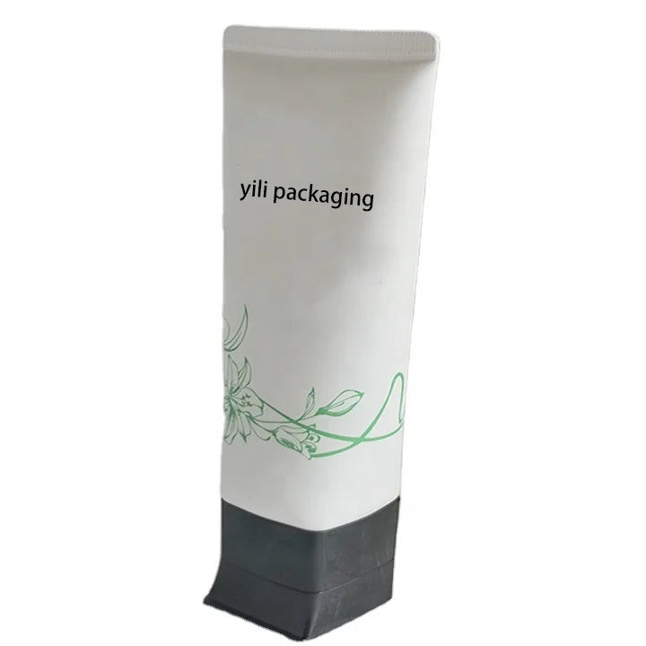 100ml white plastic PE tube skin care face wash cleanser cosmetic tube packaging with Square flip cover