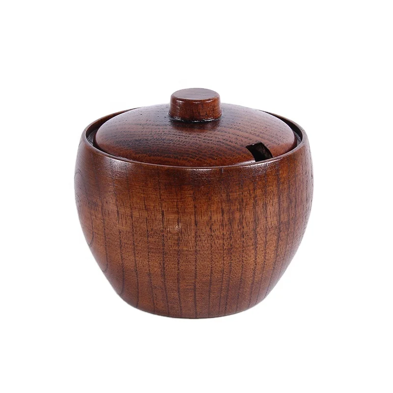 Japanese Seasoning Pot Creative Wooden Salt Pepper Shaker Pepper Bottle With Lid