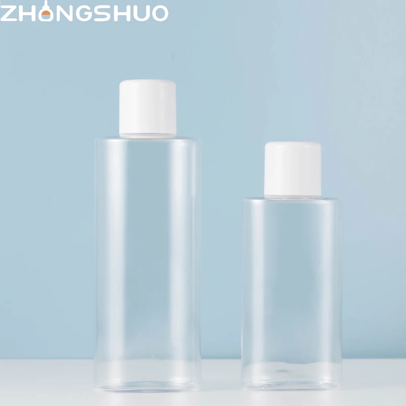 cosmetic 100ml 3.5oz Clear Plastic Pet Cylinder Bottle Lotion Bottle Toner Bottle With Electroplated Screw Cap