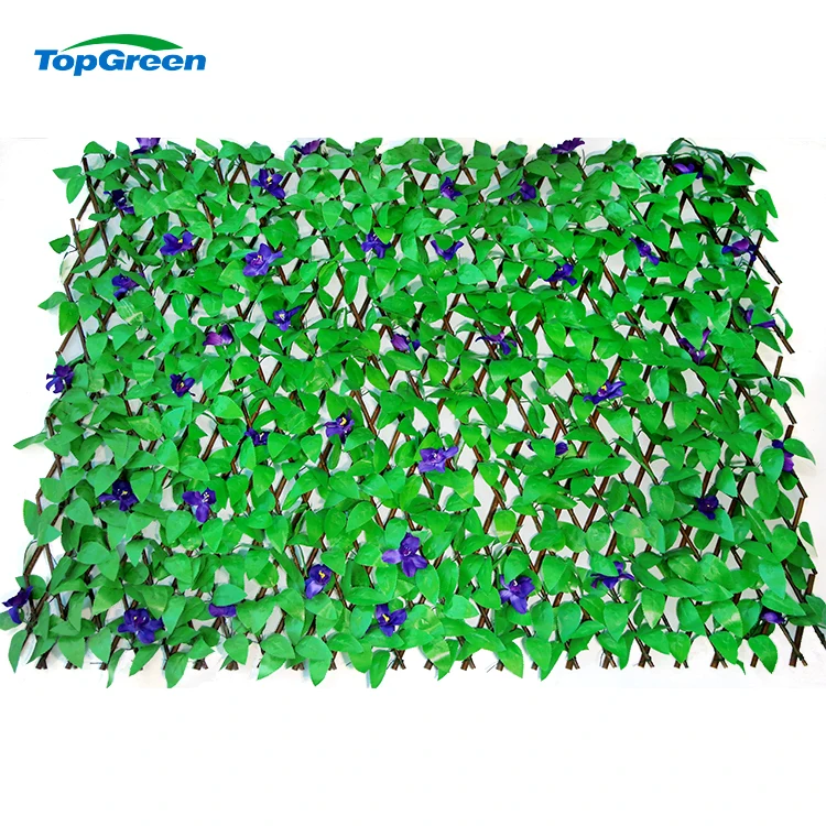 2024 Popular Garden Expandable Artificial Plastic Laurel Leaves Trellis Bamboo Panel Boxwood Mat IVY Privacy Fence Hedge