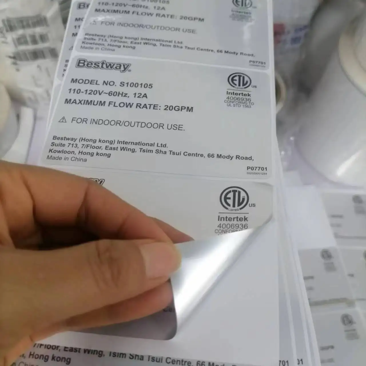 Silver polyester and metallic stickers for packaging labels